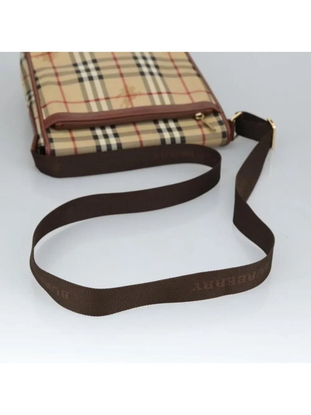 Authentic BURBERRY Nova Check Shoulder Bag PVC Beige Gold - Picture 14 of 16